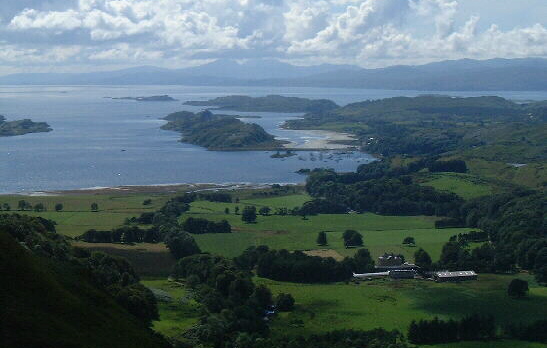 View of Loch Craignish from Lagandarroch hill 
with Barbreck House and Farm in the foreground
